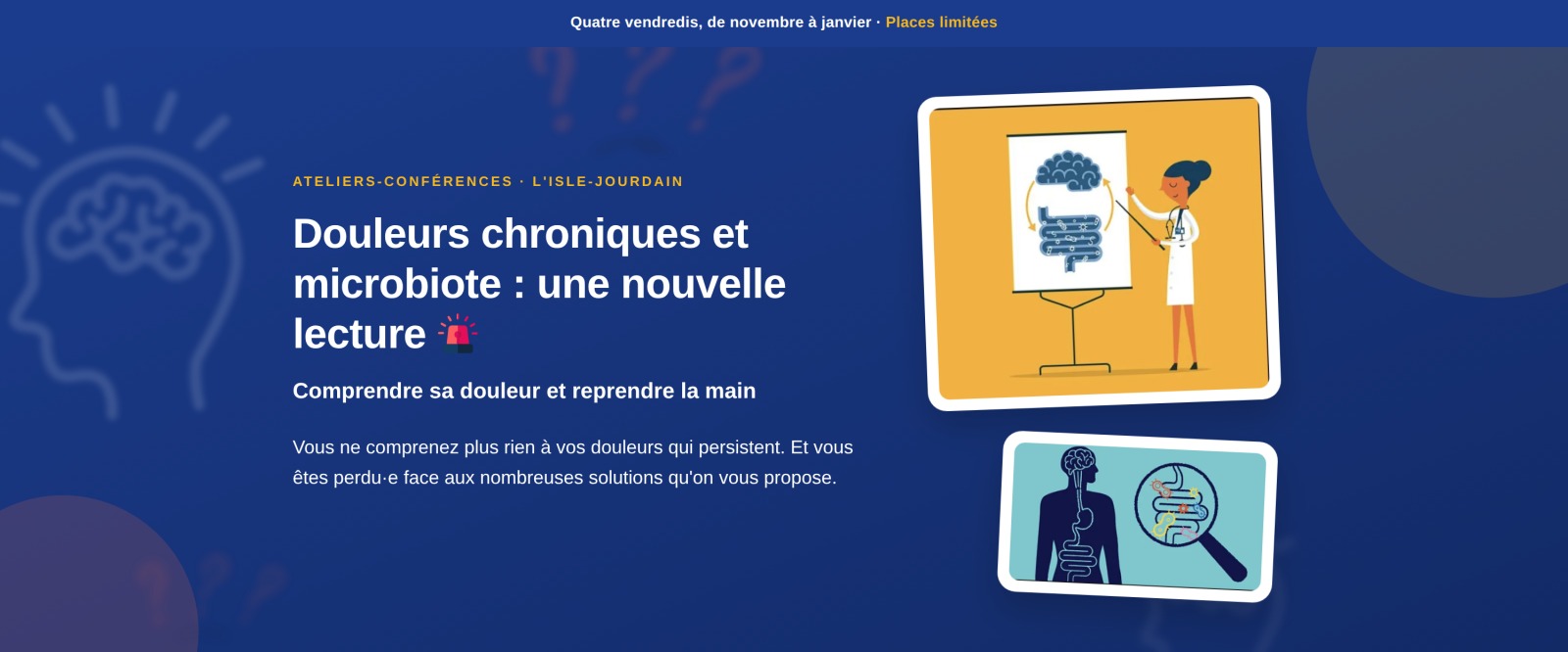 Douleurs chroniques et microbiote — cycle de 4 ateliers-conférences à L'Isle-Jourdain